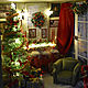 Christmas miniature on the bookshelf. Interior elements. Decoupage. Online shopping on My Livemaster.  Фото №2