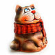 Ceramic figurine 'Cat in a scarf'. Figurines. aboka. Online shopping on My Livemaster.  Фото №2