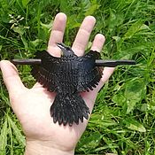 Украшения handmade. Livemaster - original item Leather hair pin Flying raven. Handmade.