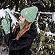 Заказать Зимняя женская  шапка-тыковка из пуха норки зелёная. Knit.room. Ярмарка Мастеров. . Шапки Фото №3
