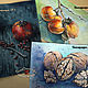 Paintings: still life with pomegranate walnut persimmon THREE STILL LIFES, Pictures, Moscow,  Фото №1