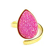 Украшения handmade. Livemaster - original item Agate Ring, Pink Stone Ring, Pink drop ring. Handmade.