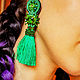 Серьги Оливия, зеленые серьги, длинные серьги с кисточками, яркие. Серьги-кисти. LADY LIZA Салон украшений. Ярмарка Мастеров.  Фото №5