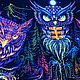 Psychedelic forest painting 'Night Owl'. Ritual attributes. Fractalika. My Livemaster. Фото №6