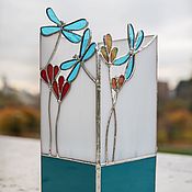 Для дома и интерьера handmade. Livemaster - original item Lamp Flowers and dragonflies. Glass, Tiffany stained glass.. Handmade.