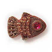 Украшения handmade. Livemaster - original item Gold fish pendant brooch with Swarovski crystals. Handmade.