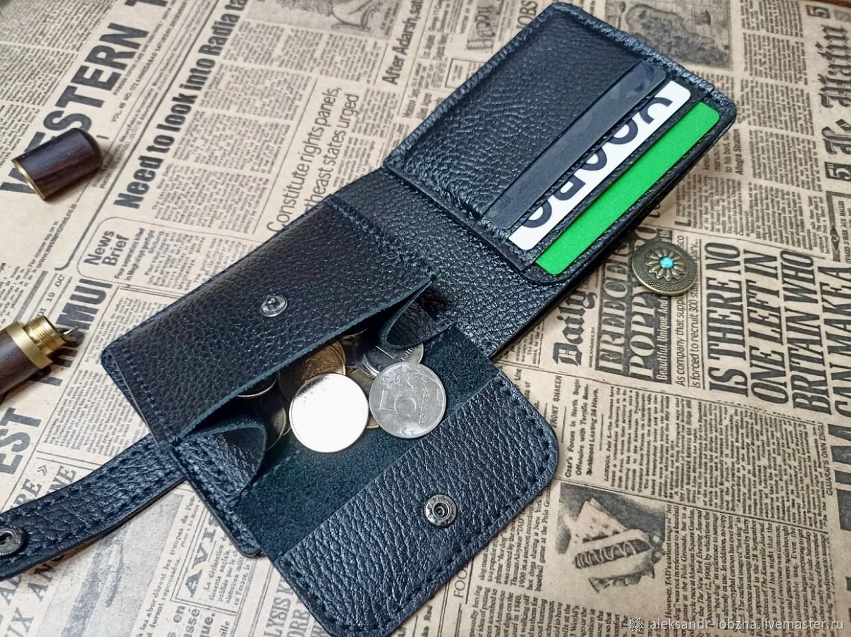 Кошелек мужской кожаный Портмоне на кнопке в интернет-магазине Ярмарка ...