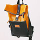 Druid Yellow Leather Urban Backpack, Backpacks, St. Petersburg,  Фото №1
