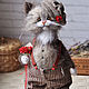 Author's crochet toy CAVALIER cat is knitted and crocheted from natural mohair with wool standing height 25 cm (samostoyatelno is based on tail) Weighted. Legs, neck and tail are bent
