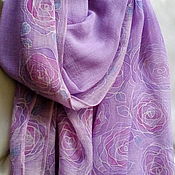Аксессуары handmade. Livemaster - original item Lilac scarf,painting on muslin-Reaper,hot batik,220h55 cm. Handmade.