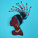 African Camaria bead brooch, girl with braids brooch, ethnika. Brooches. Zveva. My Livemaster. Фото №4