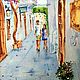 Painting city street. Painting Greece. Painting in Greek style. Pictures. Olga Ermakova art. My Livemaster. Фото №4