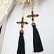 Earrings-brush: Golden cross, Tassel earrings, Podolsk,  Фото №1