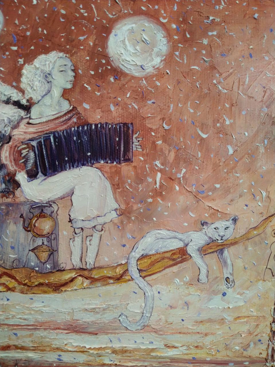 Картина маслом с ангелом "Лунная прогулка", Картины, Астрахань,  Фото №1