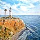 Акварельная картина. Морской пейзаж с маяком. Ручная работа. Картины. Александра. АкварельПлюс.... Ярмарка Мастеров.  Фото №4