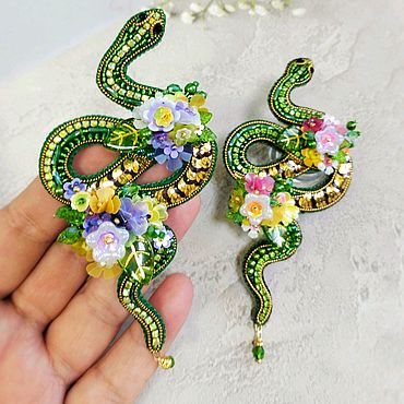 Украшения ручной работы. Ярмарка Мастеров - ручная работа Брошь Змея. Handmade.