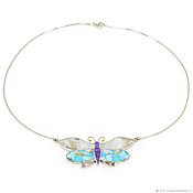 Украшения handmade. Livemaster - original item Turquoise Butterfly NECKLACE. Necklace with turquoise. Necklace with mother of pearl.. Handmade.