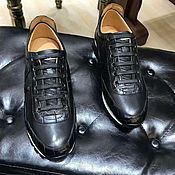 Обувь ручной работы handmade. Livemaster - original item Sneakers made of crocodile leather and genuine leather, in black.. Handmade.
