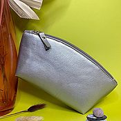 Сумки и аксессуары handmade. Livemaster - original item Cosmetic Bag Silver Artificial leather. Handmade.