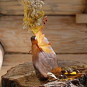 Картина на маленьком спиле дерева Нильс и гуси (выжигание)