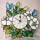 Витражные часы с белыми розами, Часы классические, Омск,  Фото №1
