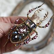 Украшения handmade. Livemaster - original item Beetle brooch with crystals. Handmade.