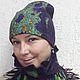 Ежевичная поляна валяная шапочка и бактус. Шапки. Мелодия войлока (Лариса). Ярмарка Мастеров.  Фото №4