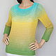 Jumper silk 'Olive,mustard,yellow and turquoise', Jumpers, Moscow,  Фото №1