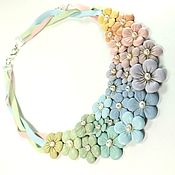 Украшения handmade. Livemaster - original item Bright Rainbow Etude. Necklace. The flowers are handmade from genuine leather. Handmade.