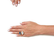 Украшения handmade. Livemaster - original item Quartz ring, dark blue ring, white ring two stones. Handmade.