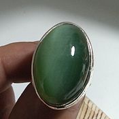Кольца: кольцо зелёный нефрит белая жемчужина. Белый нефрит