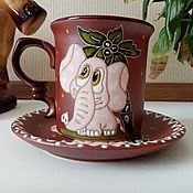 Посуда handmade. Livemaster - original item Ceramic decorative vase handmade: Elephant under a palm tree. Handmade.