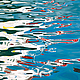 Абстрактная фото картина для современного интерьера «Море любит паруса» – цветная графика отражений в ярких голубых, бирюзовых и белых цветах
