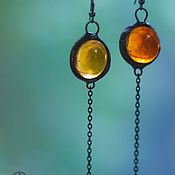 Украшения handmade. Livemaster - original item Earrings Two drops of honey in amber. Handmade.