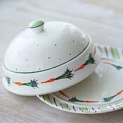 Посуда handmade. Livemaster - original item Butter dish with carrots, ceramics, handmade. Handmade.