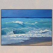 Картина маслом морской пейзаж "Прибрежная волна"