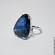 Ring rhodium silver 925 blue spinel (Lab.).
