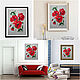 Wool paintings wall panel Bouquet of poppies on a stretcher. Pictures. Game in felting. My Livemaster. Фото №6