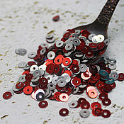 Материалы для творчества handmade. Livemaster - original item Sequins: 55) 4 mm double-sided Silver-red metallic 2 grams. Handmade.