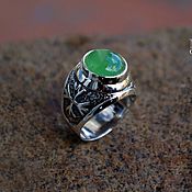 Украшения handmade. Livemaster - original item Ring with Aegishjalmur and chrysoprase. Handmade.