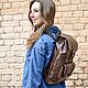 Backpack female leather brown Primavera Mod R11-622. Backpacks. Natalia Kalinovskaya. My Livemaster. Фото №4