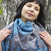 Аксессуары handmade. Livemaster - original item Shawl for autumn winter scarf shawl warm light lace with tassels blue. Handmade.