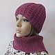 The set is knitted in cranberry color, Headwear Sets, Petrozavodsk,  Фото №1
