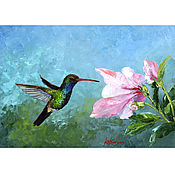 Картины и панно handmade. Livemaster - original item Oil painting Hummingbird Bird 