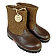 Brown felt boots with genuine leather. Boots. tolkovalenki. Online shopping on My Livemaster.  Фото №2