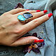 Order Double ring of charoite, turquoise. Ural Jeweler (artelVogul). Livemaster. . Rings Фото №3