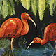 IBIS round oil painting red birds in the jungle. Pictures. Viktorianka. Online shopping on My Livemaster.  Фото №2