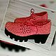 ganchillo zapatos. Zapatos de punto en el orden. El color rojo. Shoes. O'butik 'Vyazanaya obuv '. My Livemaster. Фото №5