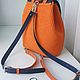 Заказать Вязаный рюкзак комбинированного синего с рыжим цвета. Елена (Felicity bags). Ярмарка Мастеров. . Рюкзаки Фото №3