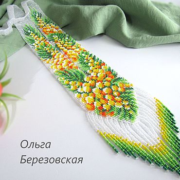 Украшения ручной работы. Ярмарка Мастеров - ручная работа Гердан НА ХРУСТАЛЬНОМ ФОНЕ . "Мимоза".. Handmade.